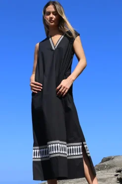 Bagruu Sanna Border Print Dress In Black