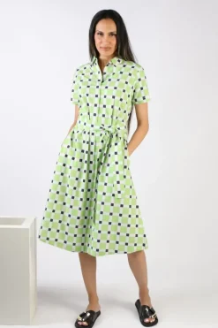 Bagruu Sara Check Dress In Lime