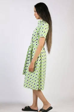 Bagruu Sara Check Dress In Lime