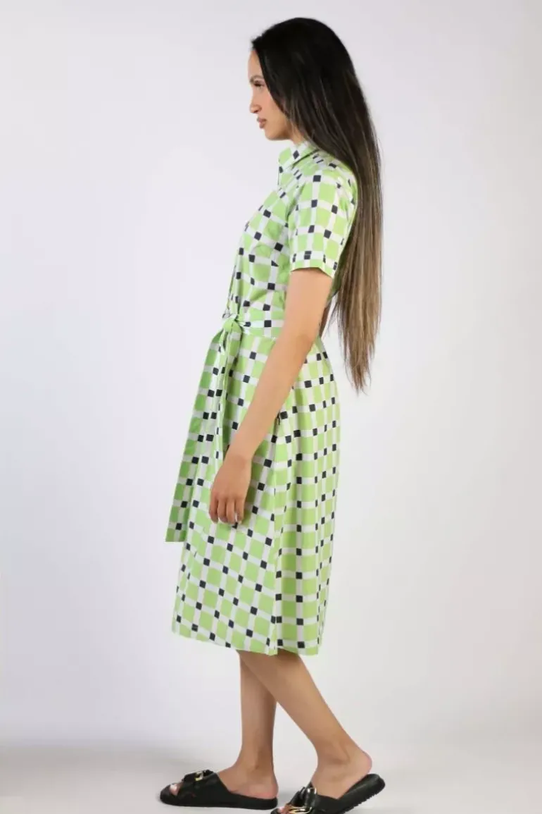 Bagruu Sara Check Dress In Lime