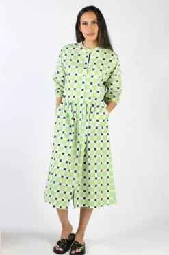 Bagruu Songkee Check Dress In Lime