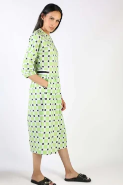 Bagruu Songkee Check Dress In Lime