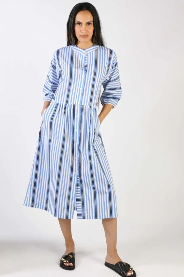 Bagruu Songkee Surf Stripe Dress In Blue