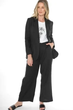 Black Linen Single Breasted Classic Jacket By Jump
