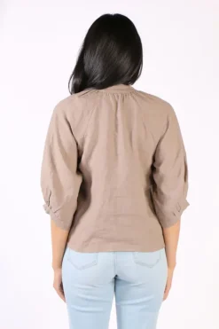 Blueberry Bishop Sleeve Top In Fango