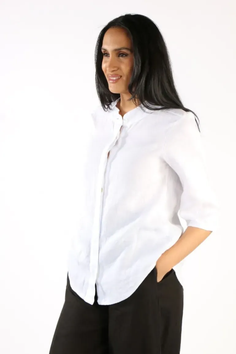 Blueberry Covered Button Shirt In White