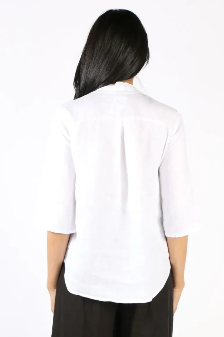 Blueberry Covered Button Shirt In White