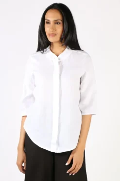 Blueberry Covered Button Shirt In White