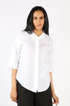 Blueberry Covered Button Shirt In White