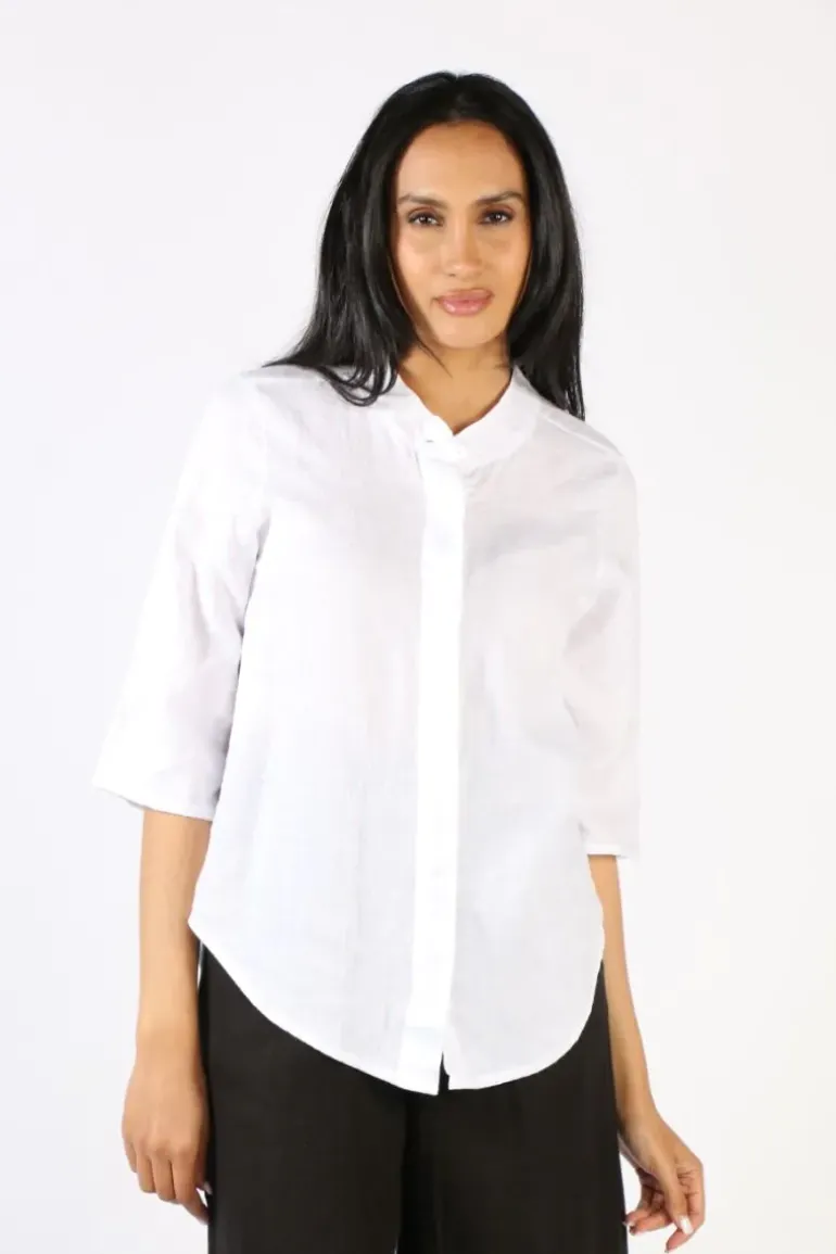 Blueberry Covered Button Shirt In White