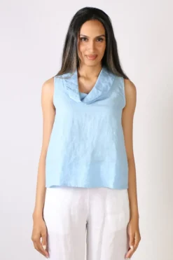 Blueberry Cowl Neck Top In Sky