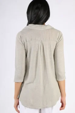 Blueberry Cowl Neck Top In Beige