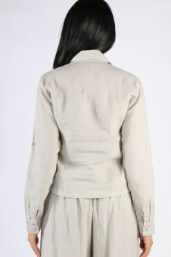 Blueberry Cropped Classic Shirt In Beige