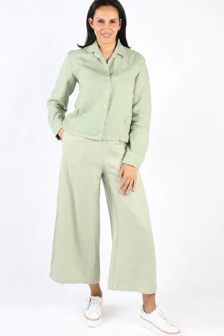 Blueberry Cropped Classic Shirt In Sage