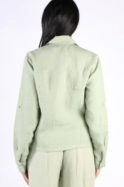 Blueberry Cropped Classic Shirt In Sage