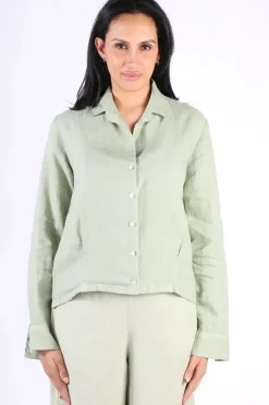 Blueberry Cropped Classic Shirt In Sage