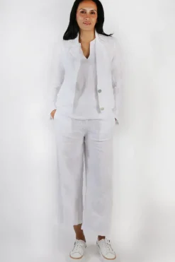Blueberry Embroidered Cropped Lapel Jacket In White