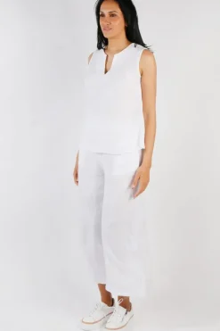Blueberry Embroidered Linen Tank Top In White