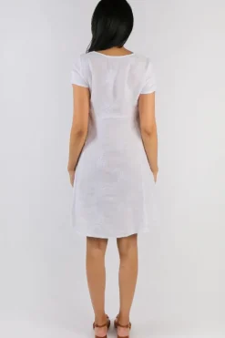 Blueberry Embroidered Swing Dress In White