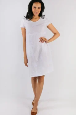 Blueberry Embroidered Swing Dress In White