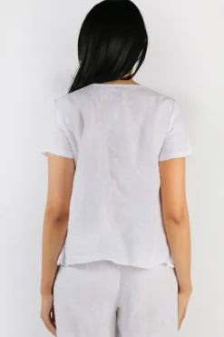 Blueberry Embroidered Top In White