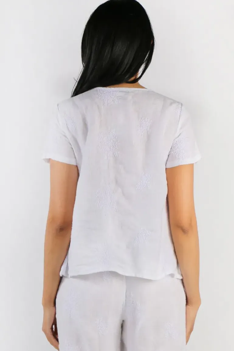 Blueberry Embroidered Top In White
