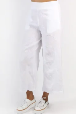 Blueberry Embroidered Wide Leg Palazzo In White