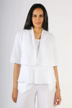 Blueberry Fishermans Knit Cardigan In White