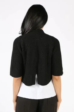 Blueberry Fishermans Knit Cardigan In Black