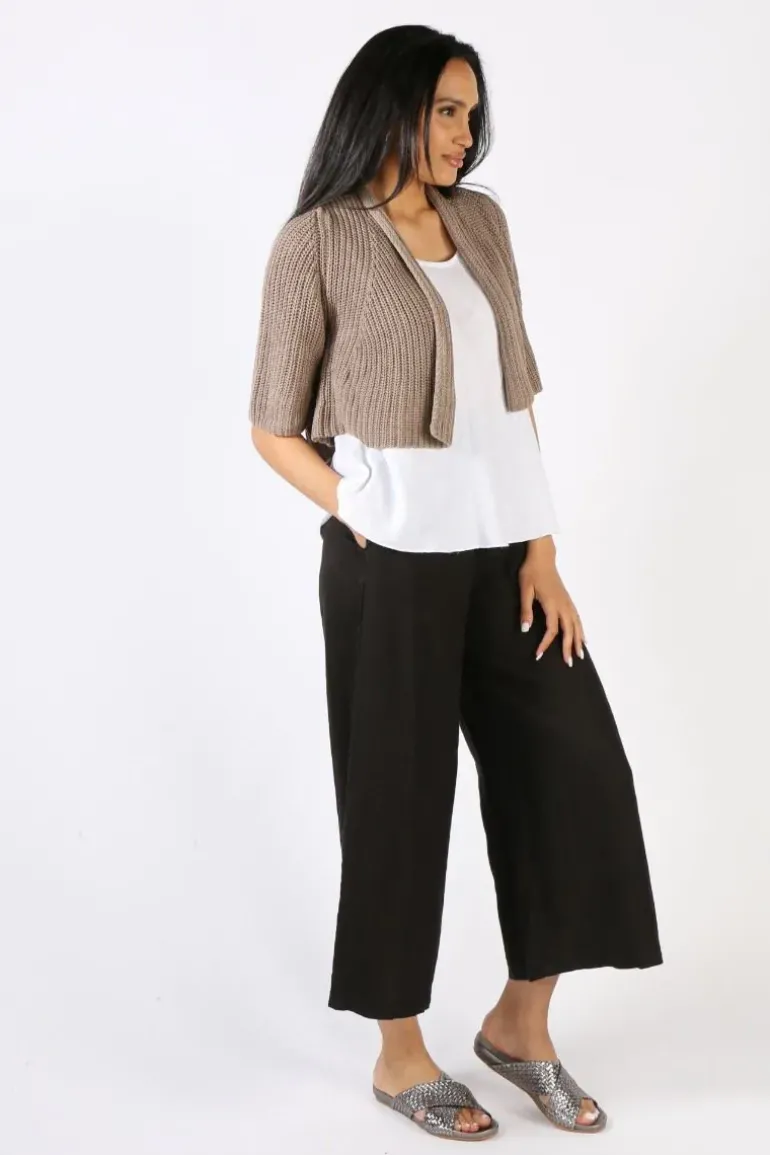 Blueberry Fishermans Knit Cardigan In Fango