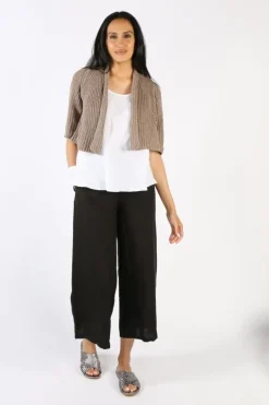Blueberry Fishermans Knit Cardigan In Fango