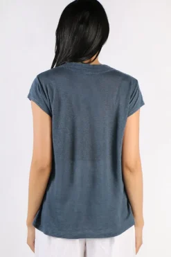 Blueberry Henley Top In Navy