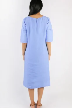 Blueberry Linen Shift Dress In Cornflower
