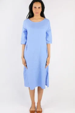 Blueberry Linen Shift Dress In Cornflower
