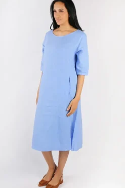 Blueberry Linen Shift Dress In Cornflower