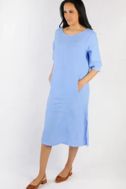 Blueberry Linen Shift Dress In Cornflower
