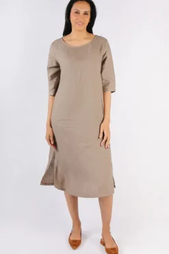 Blueberry Linen Shift Dress In Fango