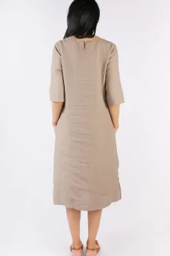 Blueberry Linen Shift Dress In Fango