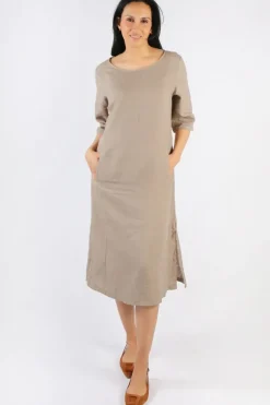 Blueberry Linen Shift Dress In Fango