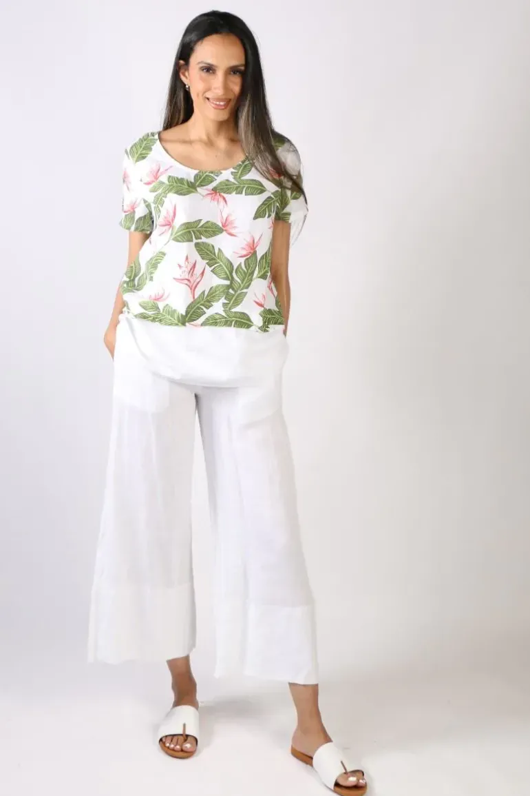 Blueberry Linen Tee In Palm