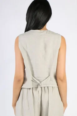 Blueberry Linen Vest In Beige