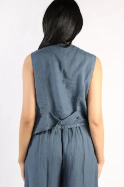 Blueberry Linen Vest In Navy
