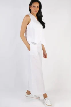 Blueberry Linen Vest In White