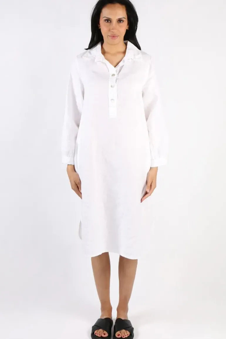 Blueberry Maria Pia Shirt Dress In White