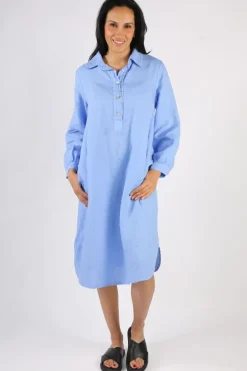 Blueberry Maria Pia Shirt Dress In Cornflower