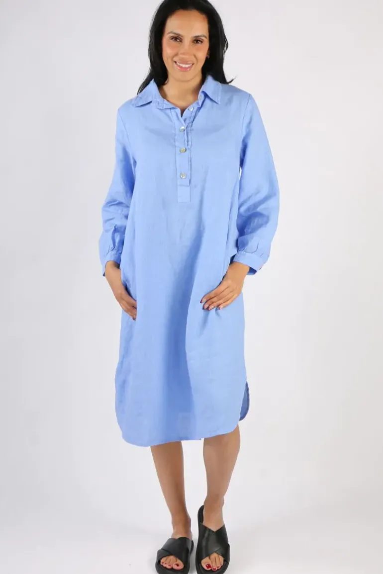 Blueberry Maria Pia Shirt Dress In Cornflower