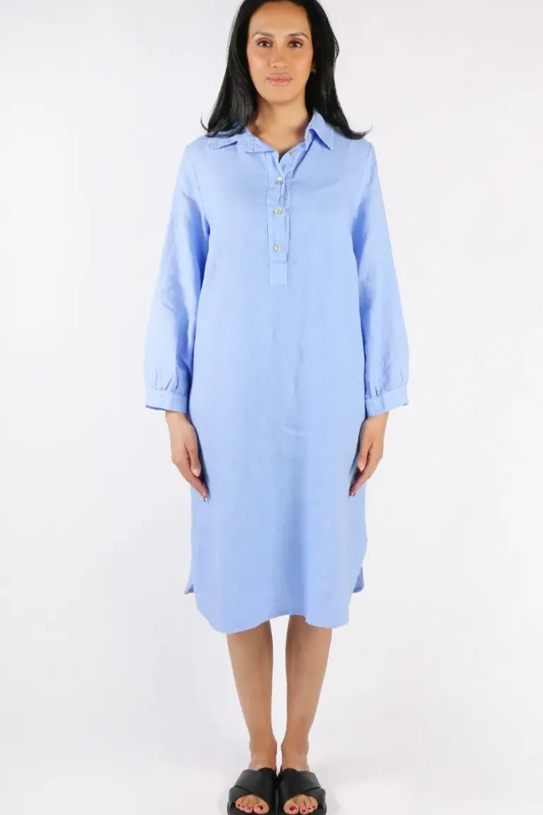 Blueberry Maria Pia Shirt Dress In Cornflower
