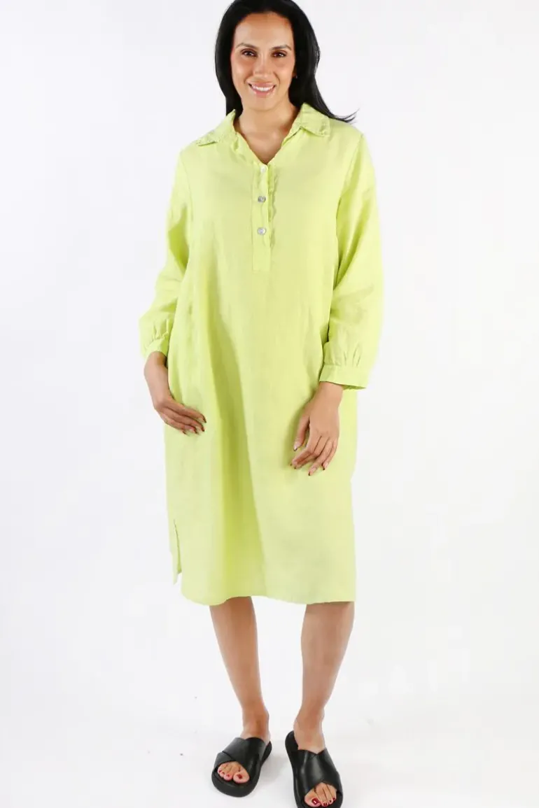 Blueberry Maria Pia Shirt Dress In Lime