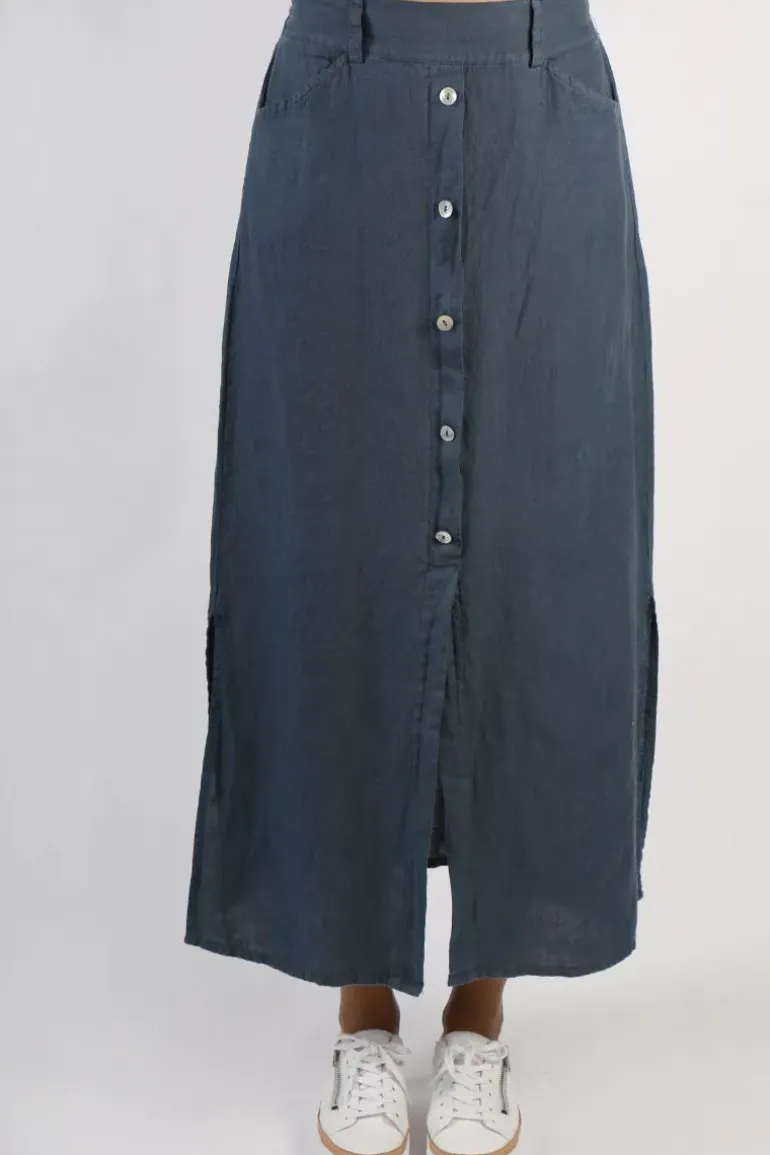 Blueberry Midi Straight Skirt In Navy