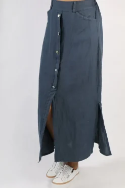 Blueberry Midi Straight Skirt In Navy